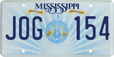MS license plate JOG154