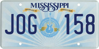 MS license plate JOG158