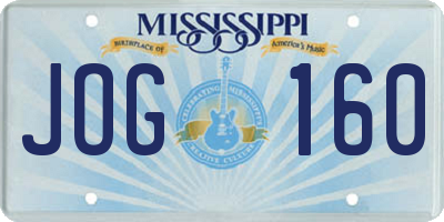 MS license plate JOG160