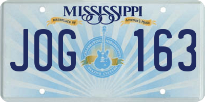 MS license plate JOG163