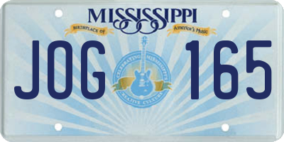 MS license plate JOG165