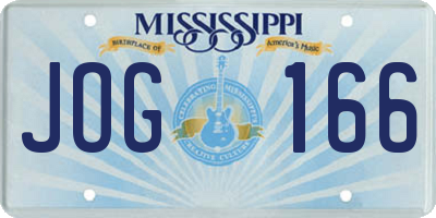 MS license plate JOG166