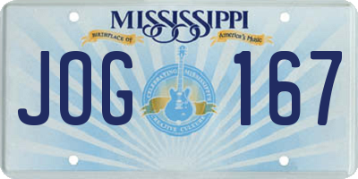 MS license plate JOG167
