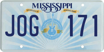 MS license plate JOG171