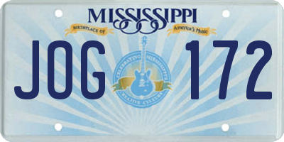 MS license plate JOG172