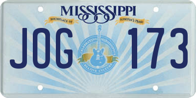 MS license plate JOG173