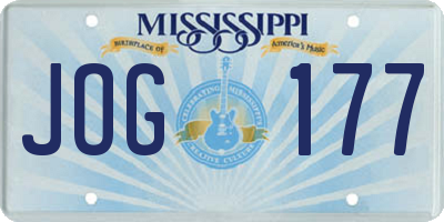 MS license plate JOG177