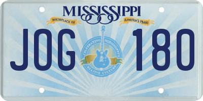 MS license plate JOG180