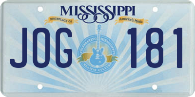 MS license plate JOG181