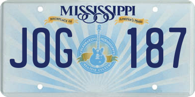 MS license plate JOG187