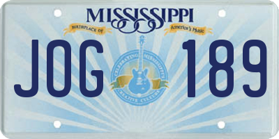 MS license plate JOG189