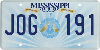 MS license plate JOG191