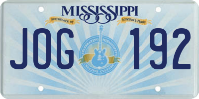 MS license plate JOG192