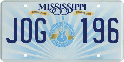 MS license plate JOG196