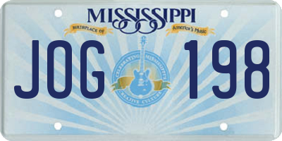 MS license plate JOG198