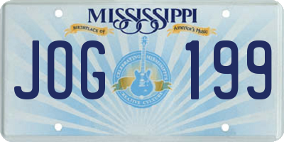 MS license plate JOG199