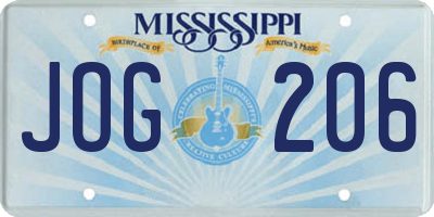 MS license plate JOG206