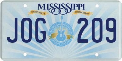 MS license plate JOG209