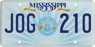 MS license plate JOG210