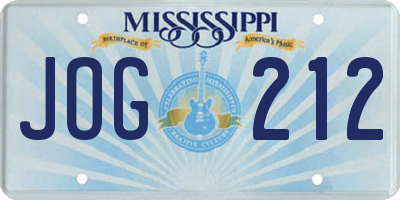 MS license plate JOG212
