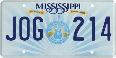 MS license plate JOG214