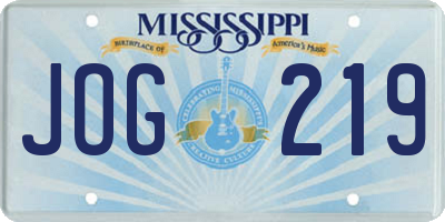 MS license plate JOG219