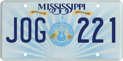 MS license plate JOG221