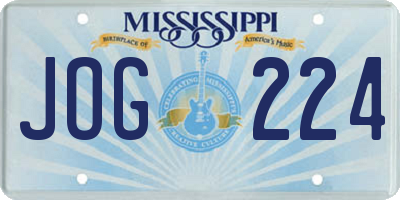 MS license plate JOG224