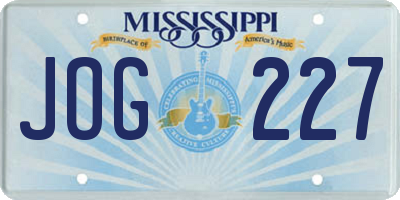 MS license plate JOG227