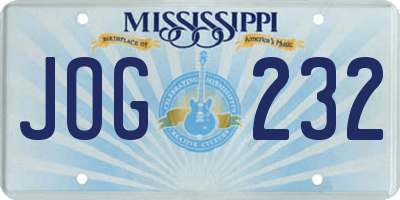 MS license plate JOG232