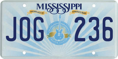 MS license plate JOG236