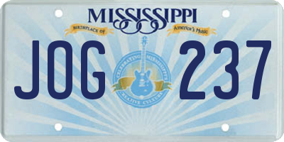 MS license plate JOG237