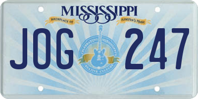 MS license plate JOG247