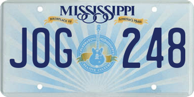MS license plate JOG248