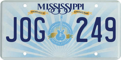 MS license plate JOG249