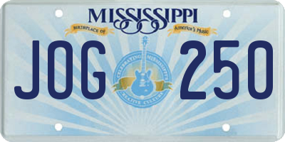MS license plate JOG250