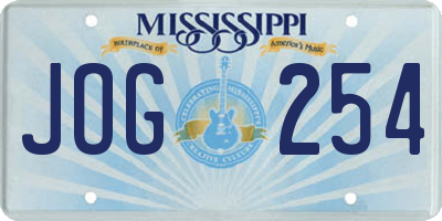MS license plate JOG254