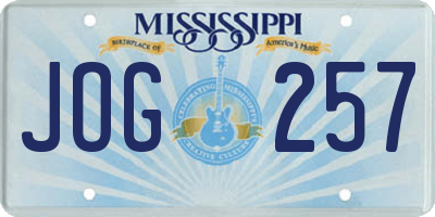 MS license plate JOG257