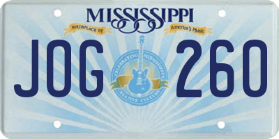 MS license plate JOG260
