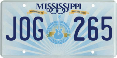 MS license plate JOG265