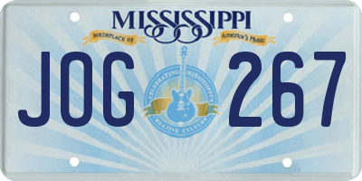 MS license plate JOG267