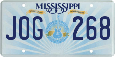 MS license plate JOG268
