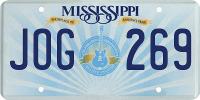 MS license plate JOG269