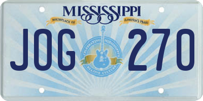 MS license plate JOG270
