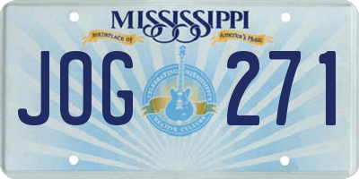 MS license plate JOG271