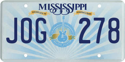 MS license plate JOG278