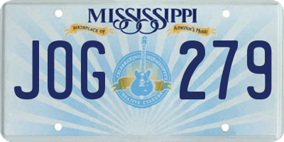 MS license plate JOG279