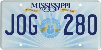 MS license plate JOG280