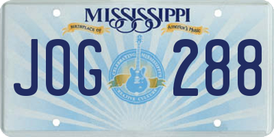 MS license plate JOG288