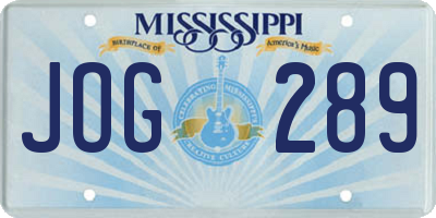 MS license plate JOG289
